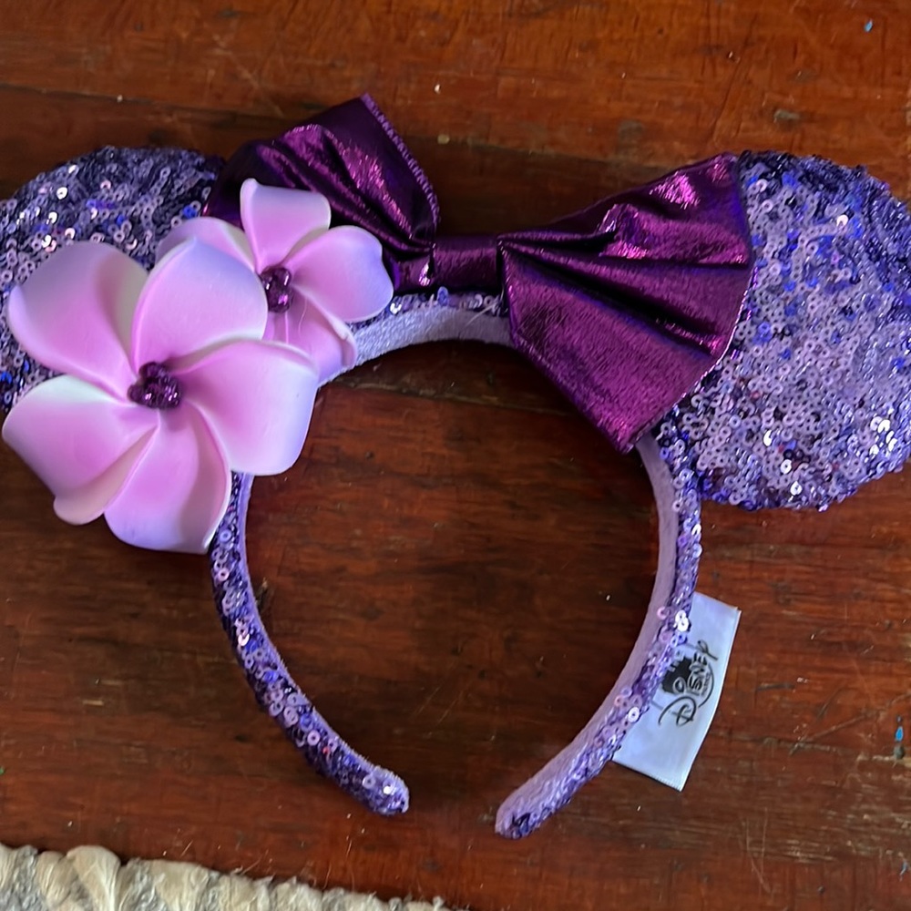 Disney Parks Purple Plumeria Minnie Ears